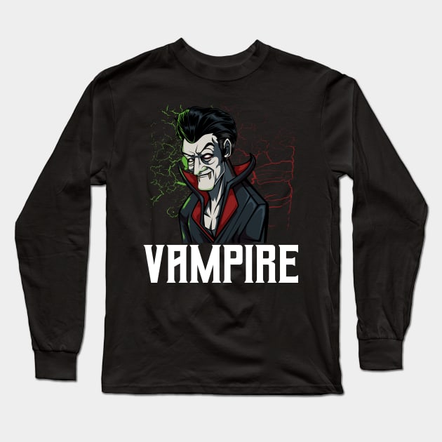 Vampire Dracula Creepy Monster Long Sleeve T-Shirt by Lumio Gifts